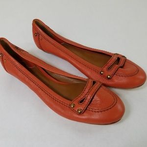 Women's Chloe Orange Leather Flats Sz 39.5